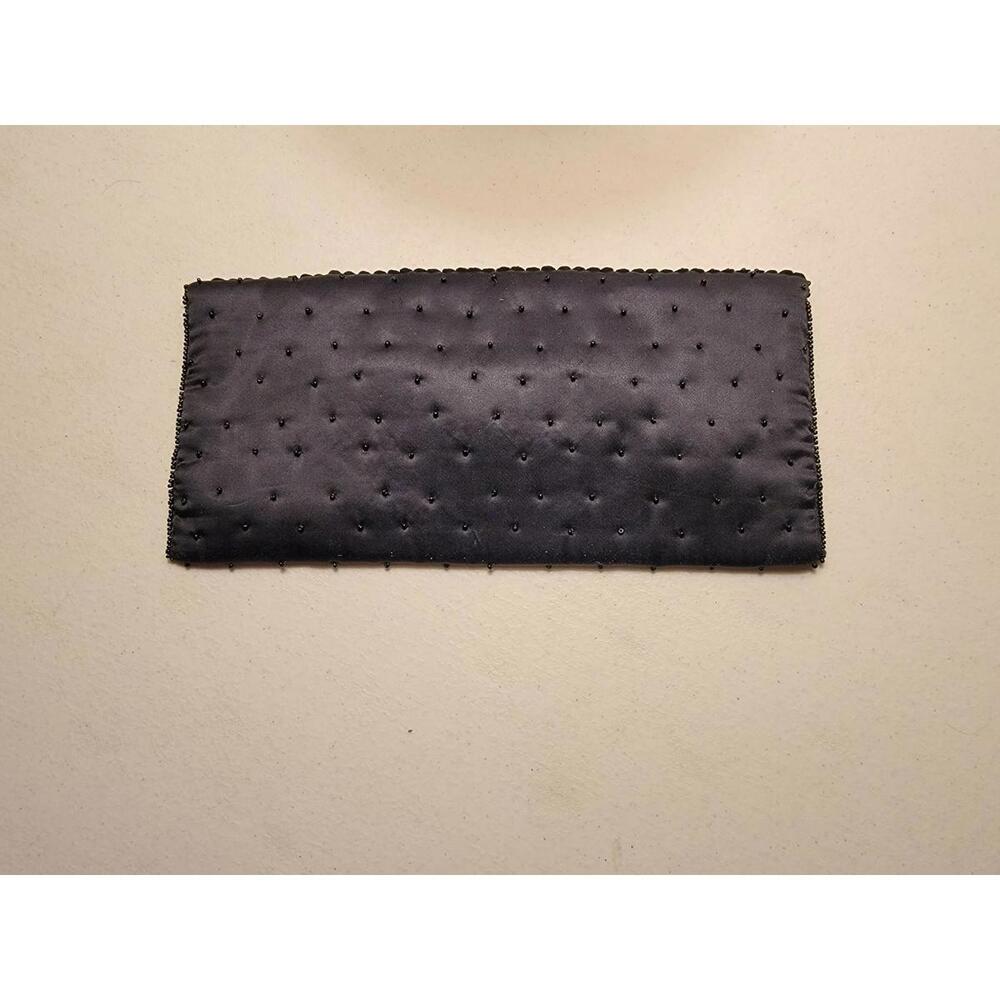 Vintage La Regale Black Beaded Sequin Embroidery Evening Bag Purse Clutch